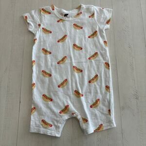 Monica + Andy Organic Cotton Hot Dog Shortie Romper EUC 9-12 months